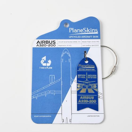 A320 Genuine Aircraft Skin Key Chain- Blue