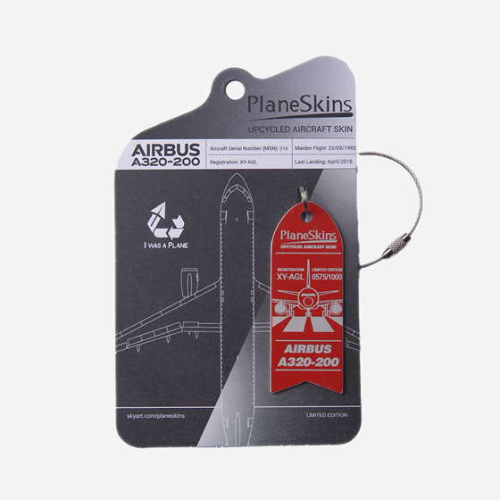 A320 Genuine Aircraft Skin Key Tag - Red