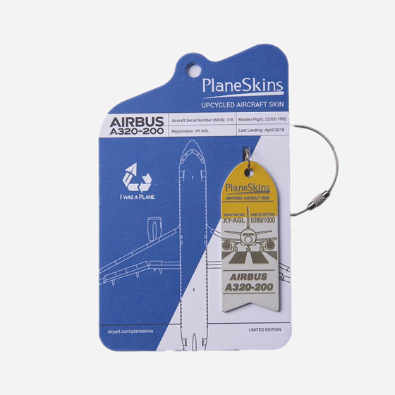 A320 Genuine Aircraft Skin Key Tag - Yellow White