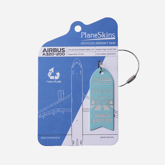 A320 Genuine Aircraft Skin Key Tag - Turquoise