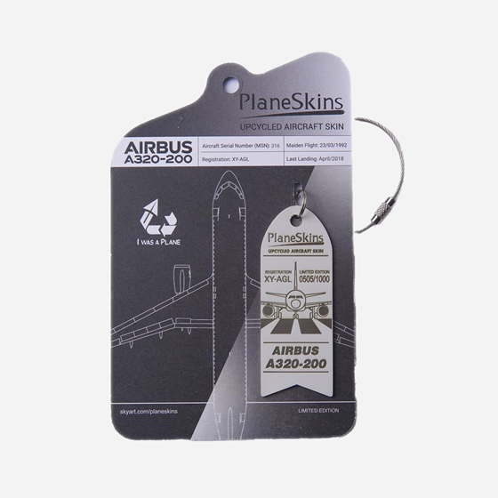 A320 Genuine Aircraft Skin Key Tag - White